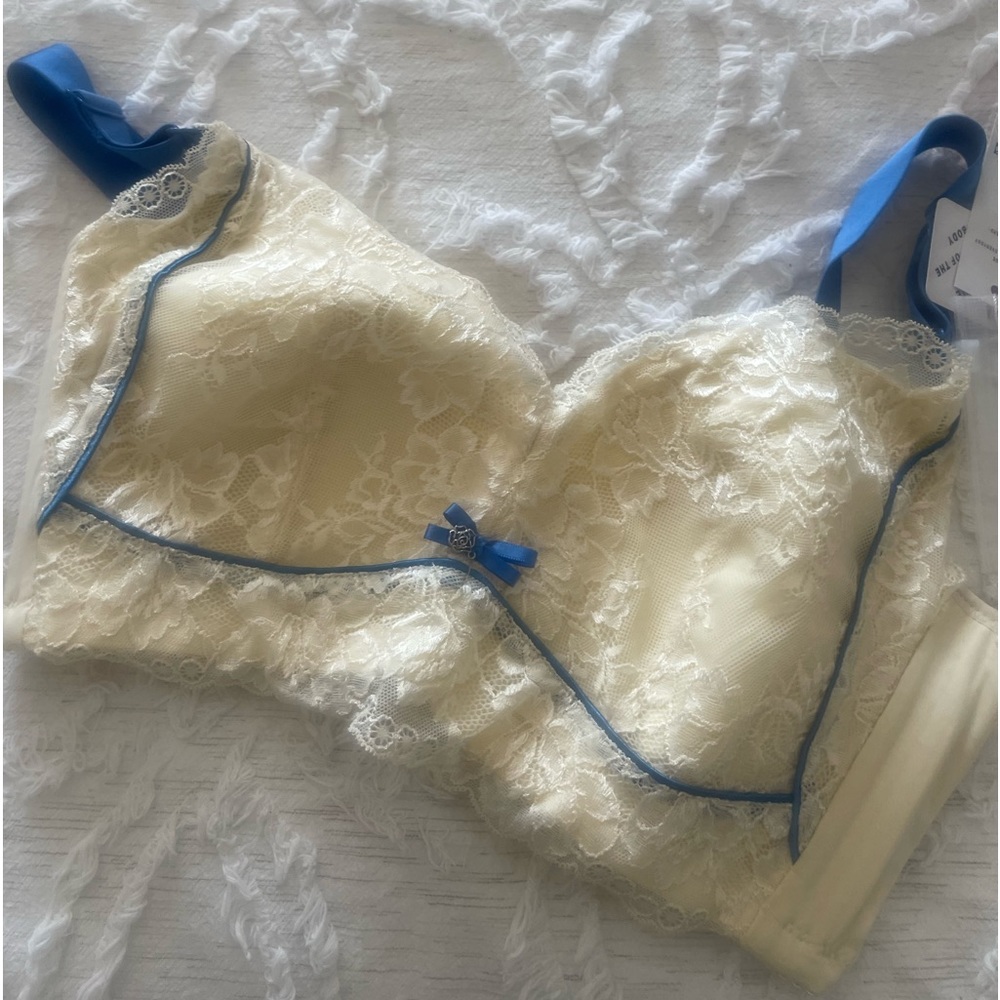 Beige & Blue Bralette